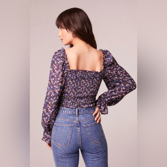 Band of the Free Agathe Purple Floral Smocked Top - Picture 2 of 3